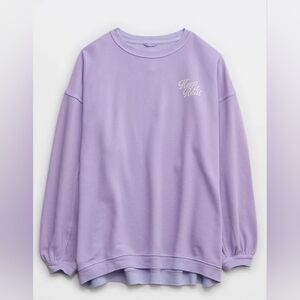 Aerie REAL Crew Sweatshirt, Purple Wash, Size L, NWT